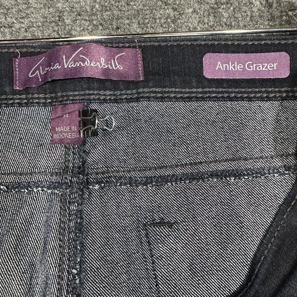 Gloria Vanderbilt  Jeans Womens 14 Ankle Grazer Cotton Stretch Pockets Dark Wash - Picture 5 of 8